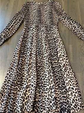 Ganni small Leopard Print Maxi Dress in Black and Tan